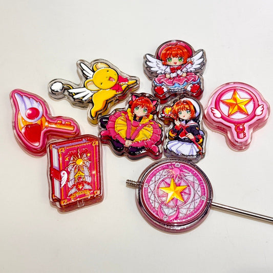 Magical Girl Star Seal Acrylic Focal Beads, Magic Circle & Winged Wand Beads for DIY Beadable Pens & Keychains
