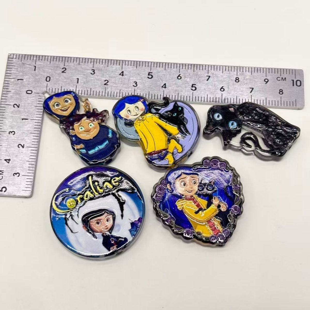 Gothic Dark Fantasy Acrylic Focal Beads, Yellow Raincoat Girl & Black Cat Beads for DIY Beadable Pens & Keychains