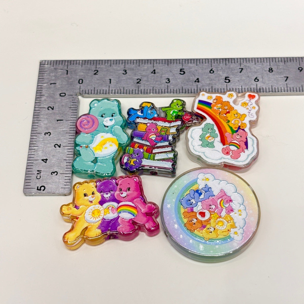 Rainbow Pastel Bear Acrylic Focal Beads, Cloud Belly Badge Teddy & Heart Beads for DIY Beadable Pens & Keychains