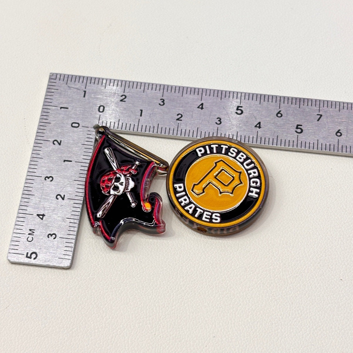 Black & Gold Baseball Pride Acrylic Focal Beads, Stadium Pirate & Crossed Bats Beads for DIY Beadable Pens & Keychains