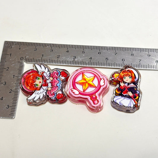 Magical Girl Star Seal Acrylic Focal Beads, Magic Circle & Winged Wand Beads for DIY Beadable Pens & Keychains