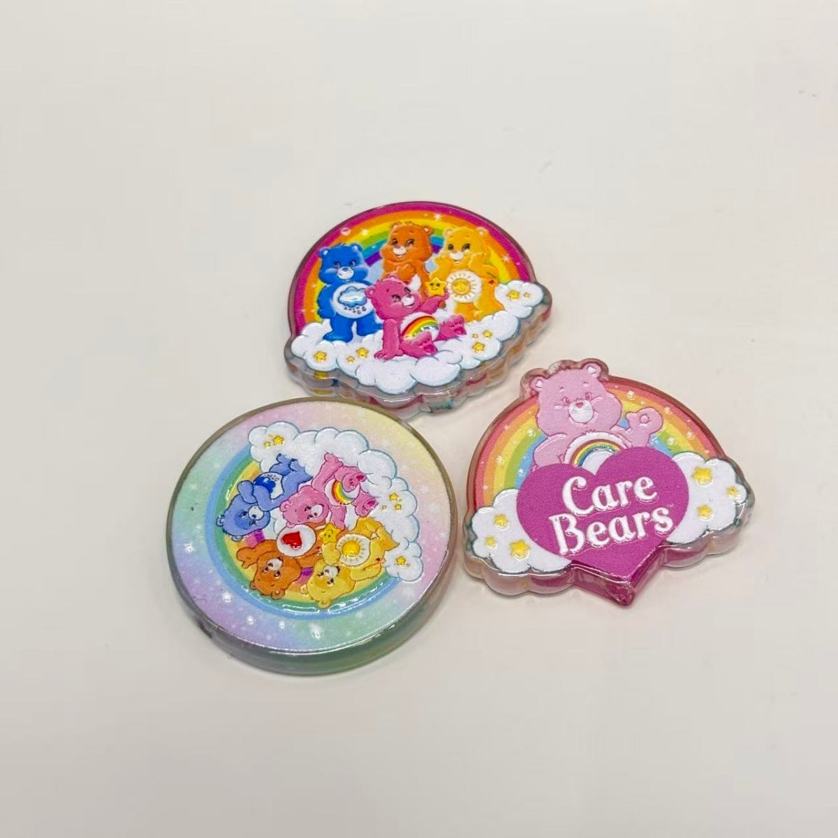 Rainbow Pastel Bear Acrylic Focal Beads, Cloud Belly Badge Teddy & Heart Beads for DIY Beadable Pens & Keychains