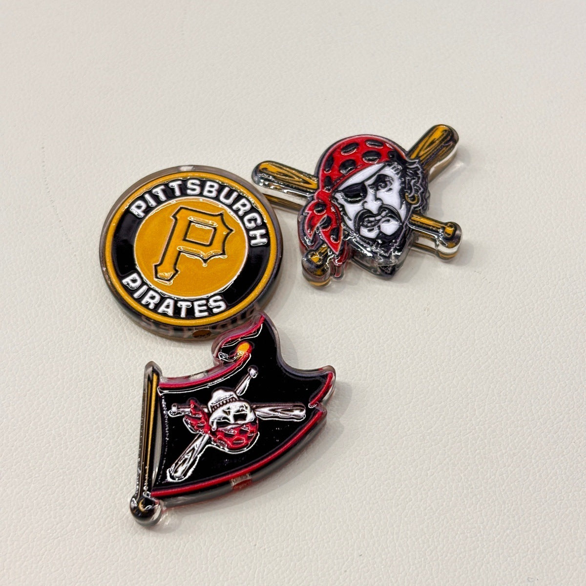 Black & Gold Baseball Pride Acrylic Focal Beads, Stadium Pirate & Crossed Bats Beads for DIY Beadable Pens & Keychains