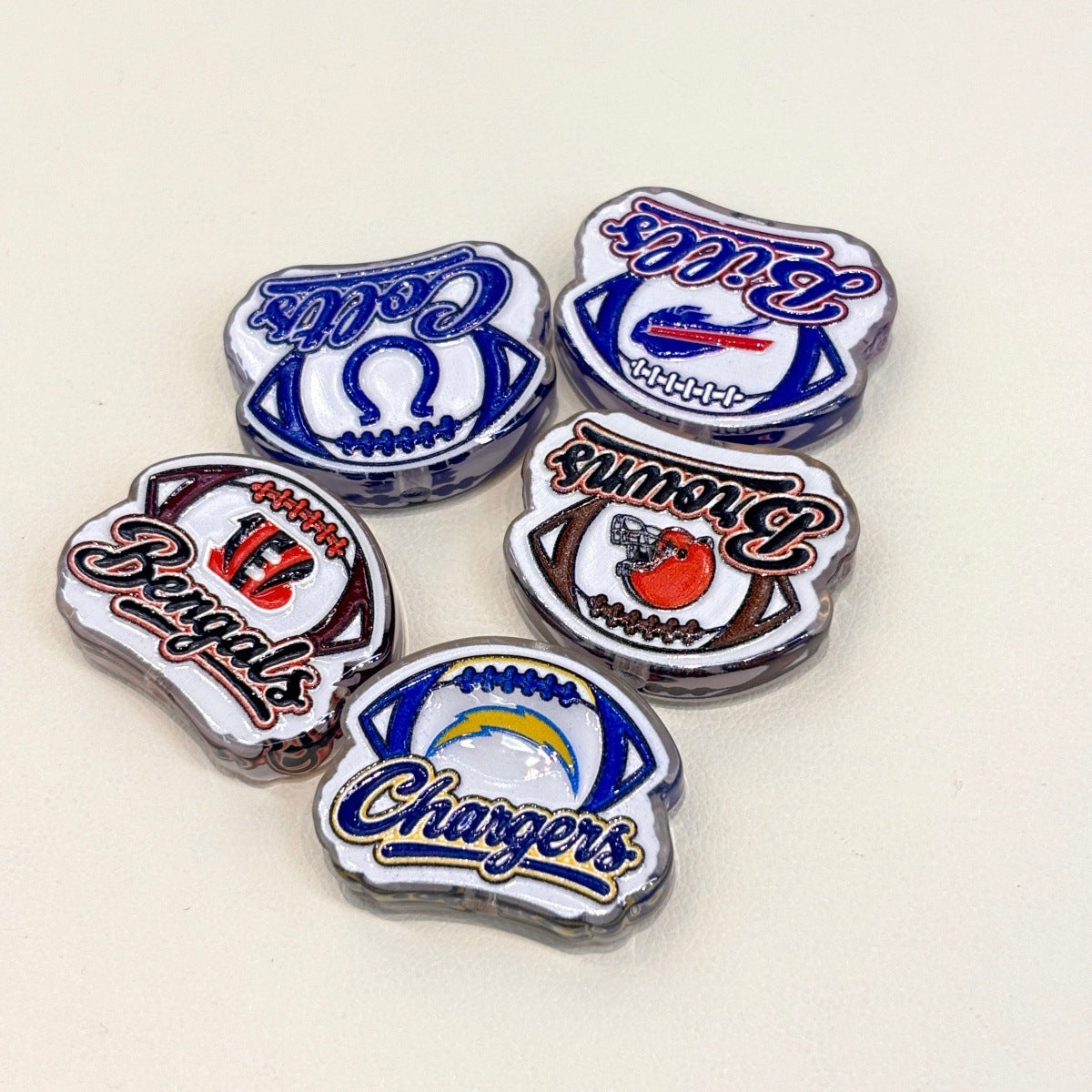 Football Game Day Script Acrylic Focal Beads, Stadium Mascot & Stitched Football Beads for DIY Beadable Pens & Keychains
