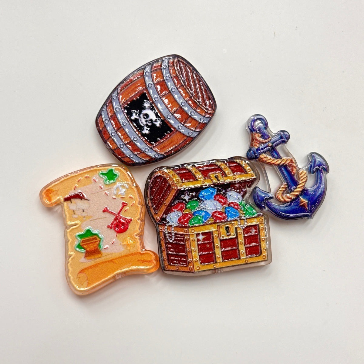 Pirate Treasure Hunt Acrylic Focal Beads, Skull Captain & Gem Chest Beads for DIY Beadable Pens & Keychains