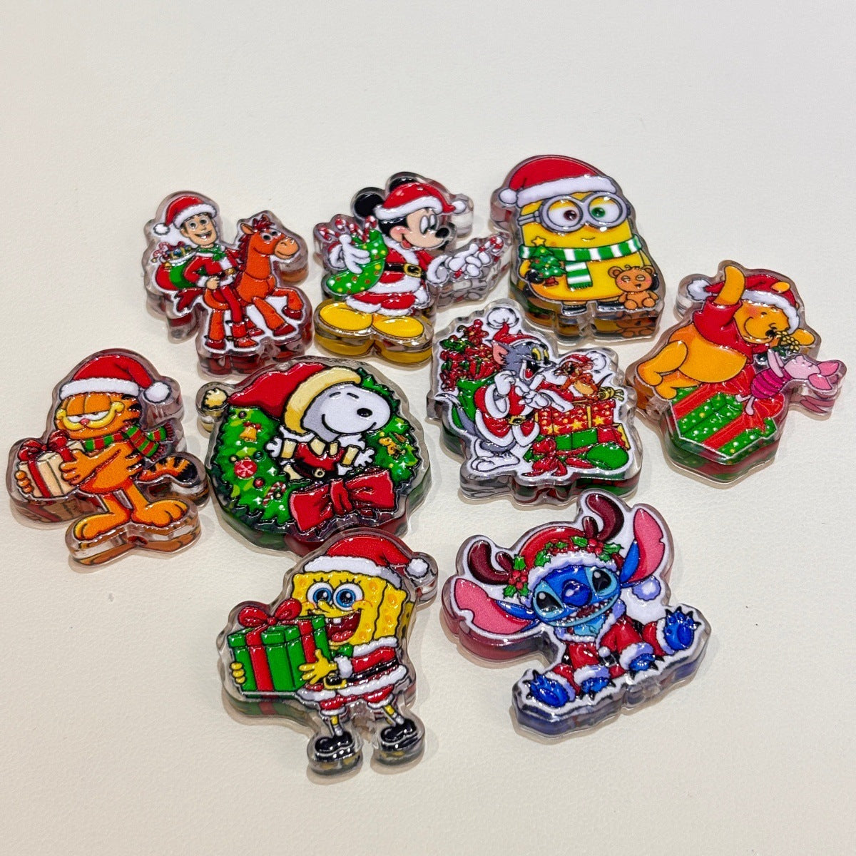 Holiday Cartoon Friends Acrylic Focal Beads, Christmas Santa Pals & Wreath Beads for DIY Beadable Pens & Keychains