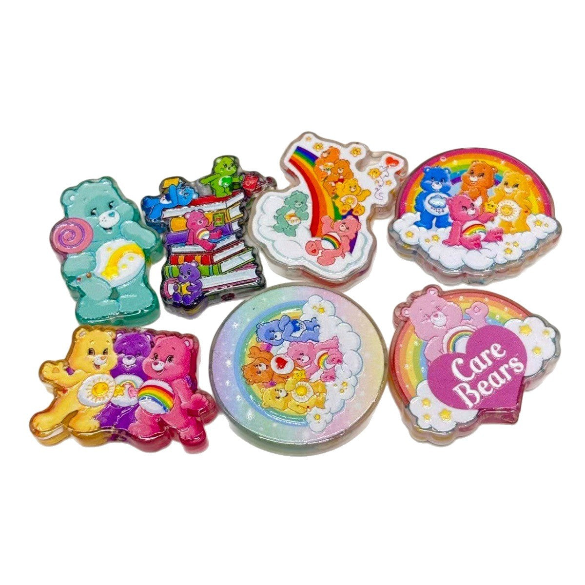 Rainbow Pastel Bear Acrylic Focal Beads, Cloud Belly Badge Teddy & Heart Beads for DIY Beadable Pens & Keychains