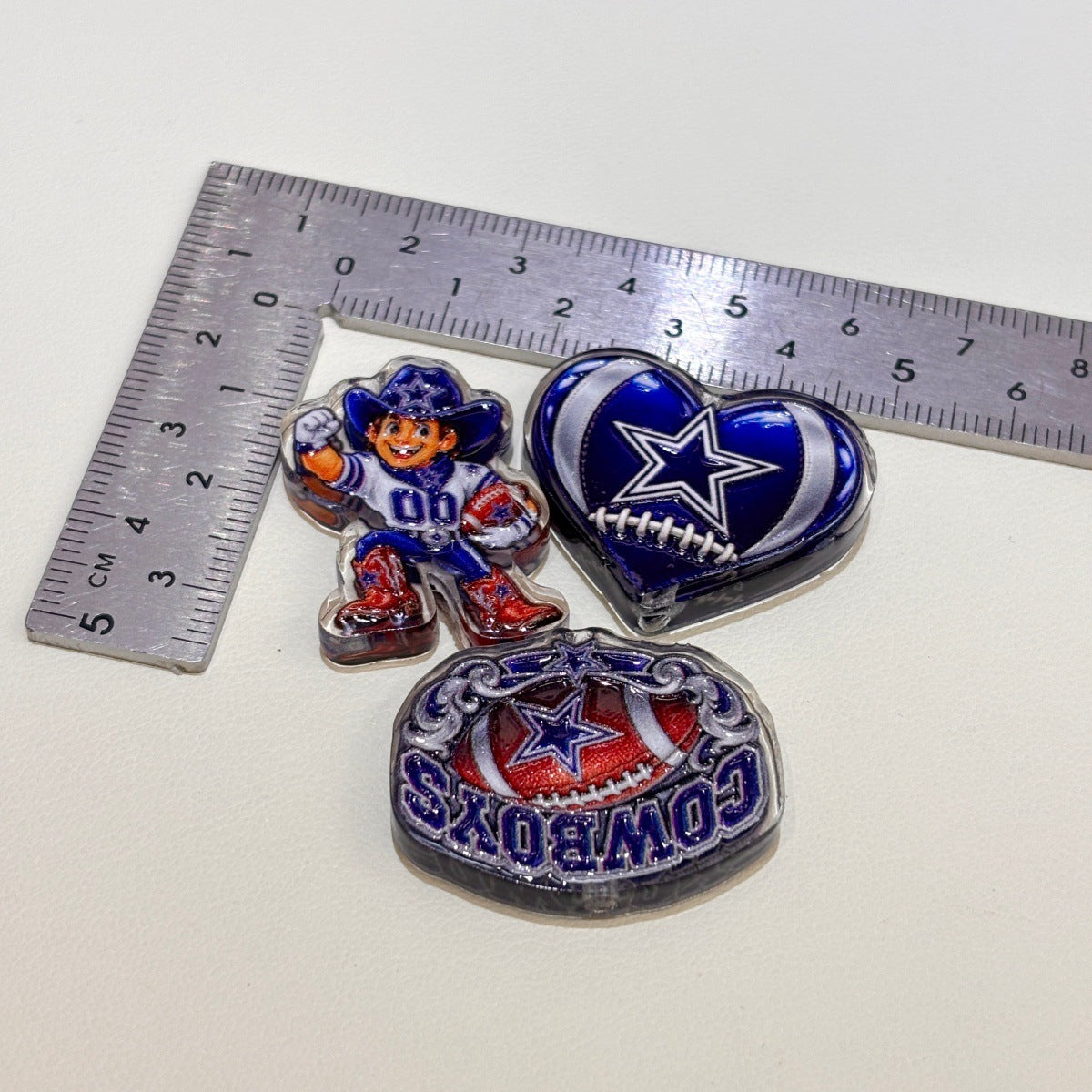 Lone Star Navy & Silver Football Acrylic Focal Beads, Western Cowboy & Jersey Beads for DIY Beadable Pens & Keychains