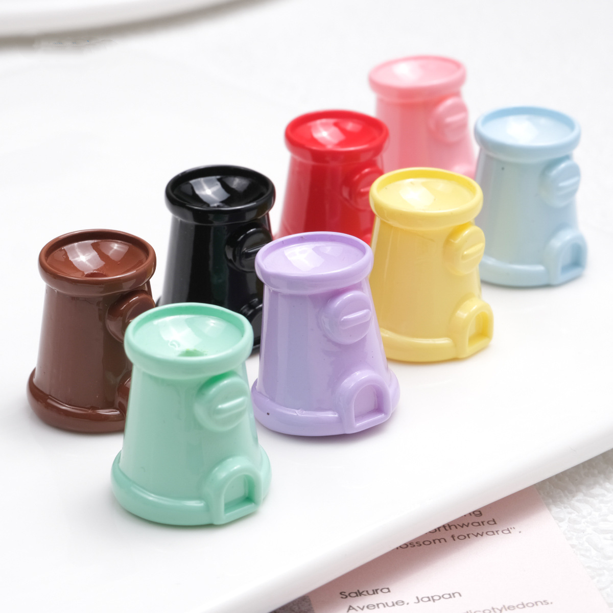 Colorful Painted Acrylic Gashapon Machine Base with Straight Hole | Acrylic Bead for DIY Bracelet Keychain Jewelry Making
