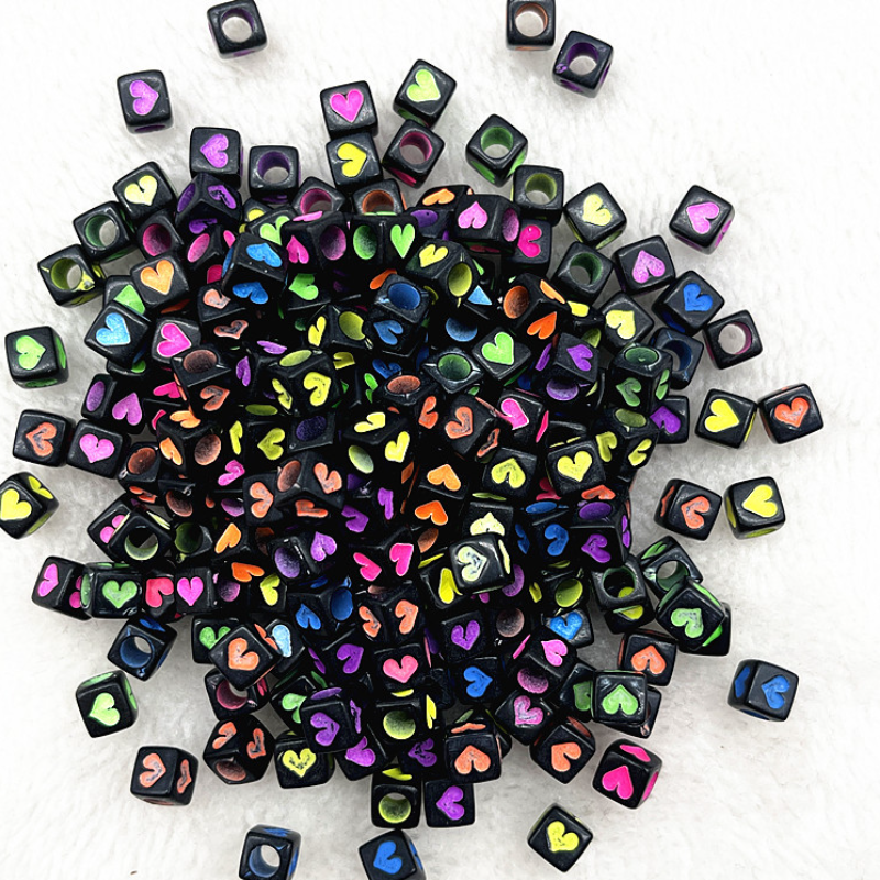 6mm Square & Round Acrylic Alphabet Beads - Colorful Enamel Letter | Acrylic Bead for DIY Bracelet Keychain Jewelry Making