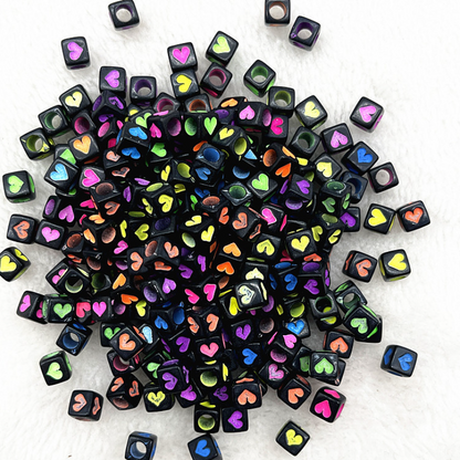 6mm Square & Round Acrylic Alphabet Beads - Colorful Enamel Letter | Acrylic Bead for DIY Bracelet Keychain Jewelry Making