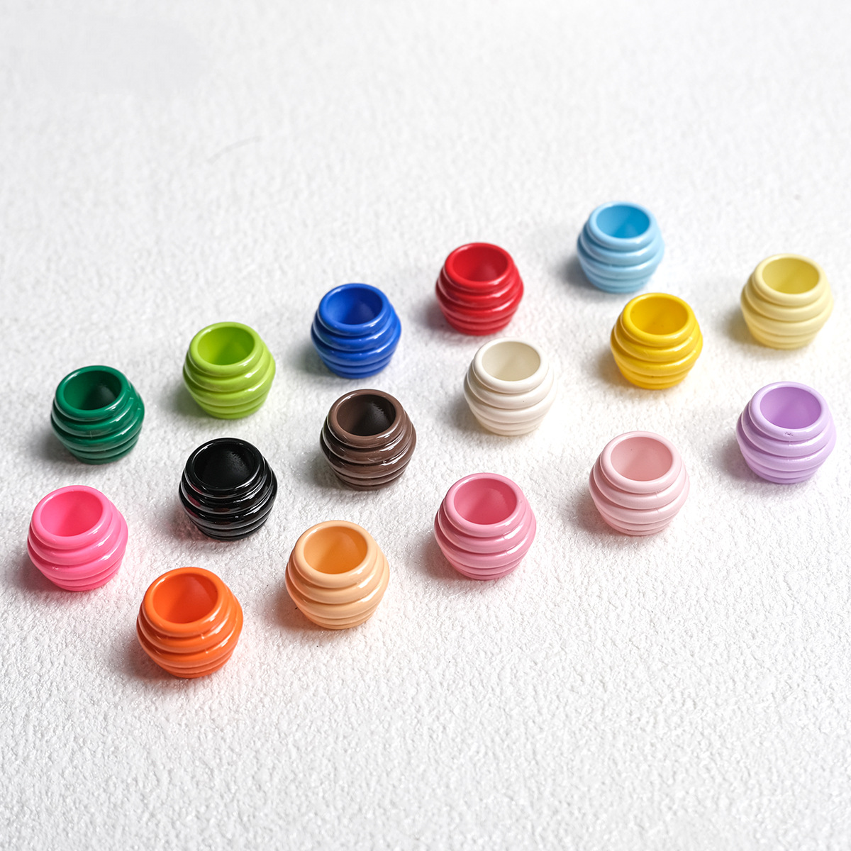 50pcs Bulk 14x10mm Large 8mm Hole Beads - Colorful Ribbed Barrel | Acrylic Bead for DIY Bracelet Keychain Jewelry Making