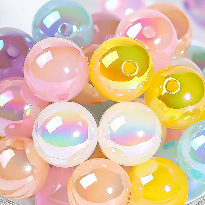 16mm acrylic plated color crack through hole mixed color beads 100PCS