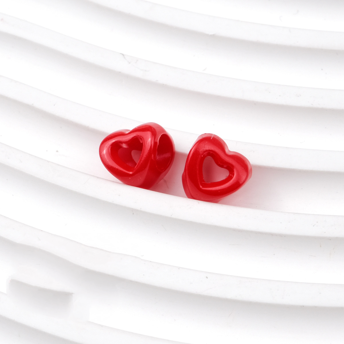 Hollow Heart Large Hole Acrylic Beads - 9mm Lacquered Heart Charms | Acrylic Bead for DIY Bracelet Keychain Jewelry Making