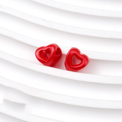 Hollow Heart Large Hole Acrylic Beads - 9mm Lacquered Heart Charms | Acrylic Bead for DIY Bracelet Keychain Jewelry Making