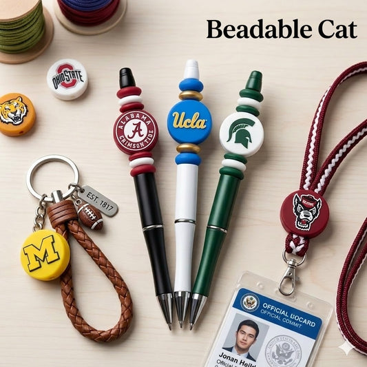 NCAA Team Logo Silicone Focal Beads - Collegiate Series for DIY Beadable | DIY Sports Fan Bracelet & Keychain Craft Bead