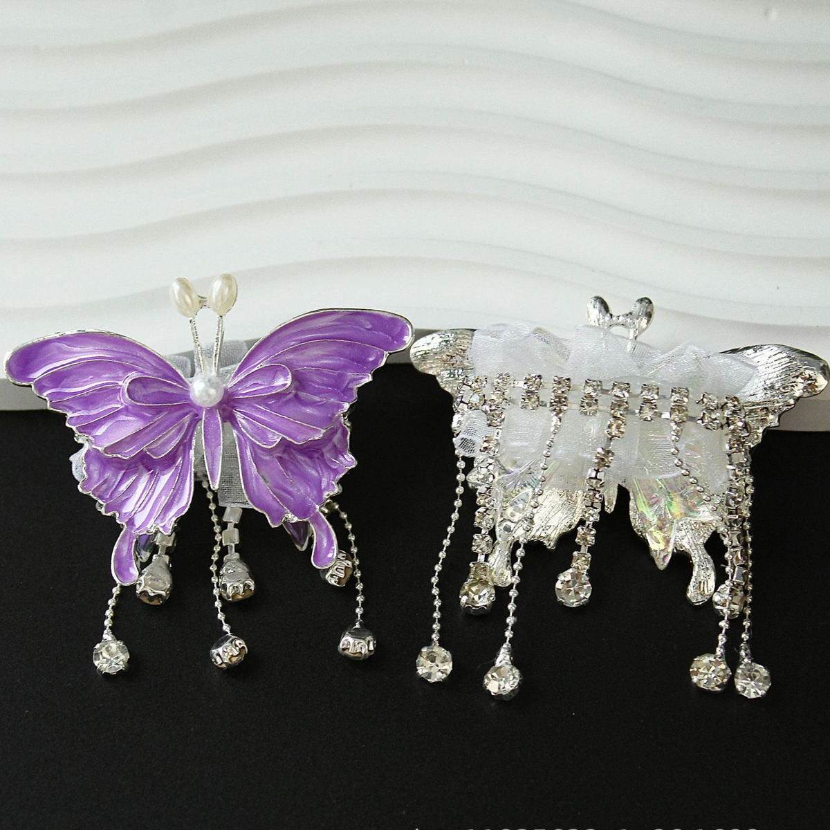 New 3D Three-dimensional Large Butterfly Tassel Spun Yarn Straight | Metal Rhinestone Bead for DIY Jewelry & Bracelet Craft