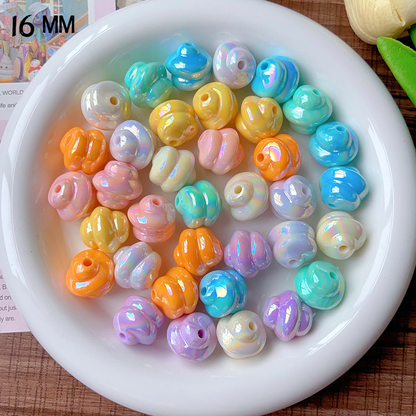 16mm Solid Color AB Plated Spiral Acrylic Colored Beads