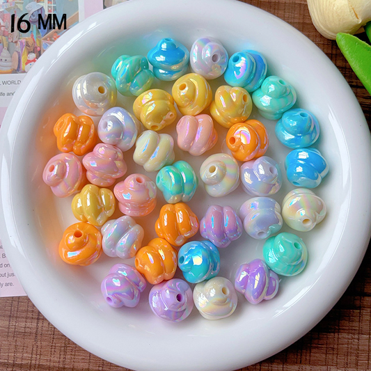 16mm Solid Color AB Plated Spiral Acrylic Colored Beads