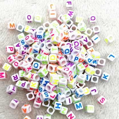 6mm Square & Round Acrylic Alphabet Beads - Colorful Enamel Letter | Acrylic Bead for DIY Bracelet Keychain Jewelry Making