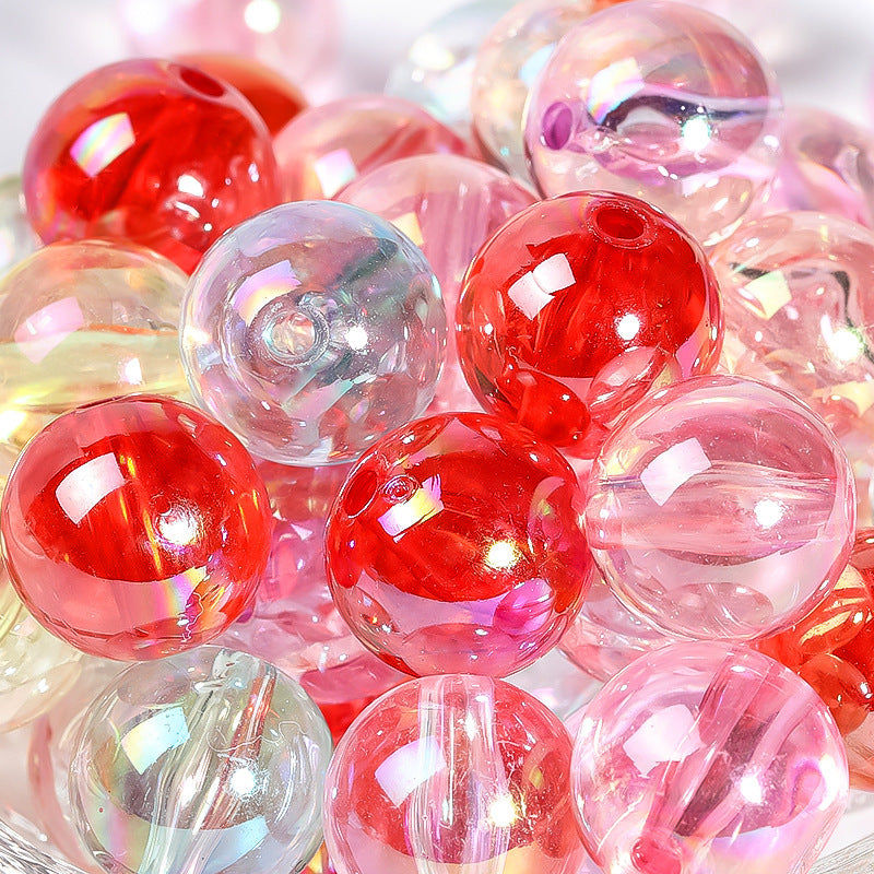 16mm acrylic plated color crack through hole mixed color beads 100PCS