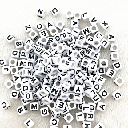 6mm Square & Round Acrylic Alphabet Beads - Colorful Enamel Letter | Acrylic Bead for DIY Bracelet Keychain Jewelry Making