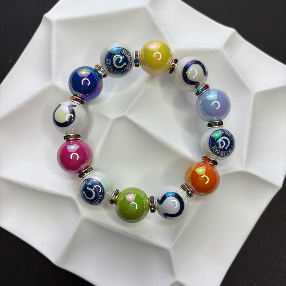 NFL Team Beaded Bracelet – Silicone & Acrylic Beads Fan Jewelry | DIY Sports Fan Bracelet & Keychain Craft Bead