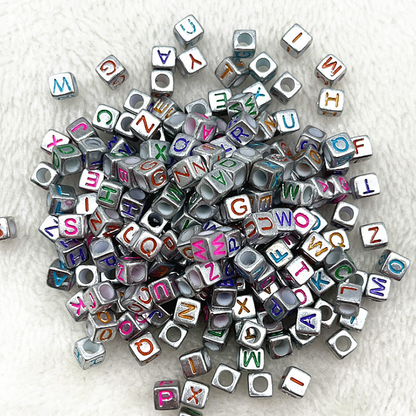 6mm Square & Round Acrylic Alphabet Beads - Colorful Enamel Letter | Acrylic Bead for DIY Bracelet Keychain Jewelry Making
