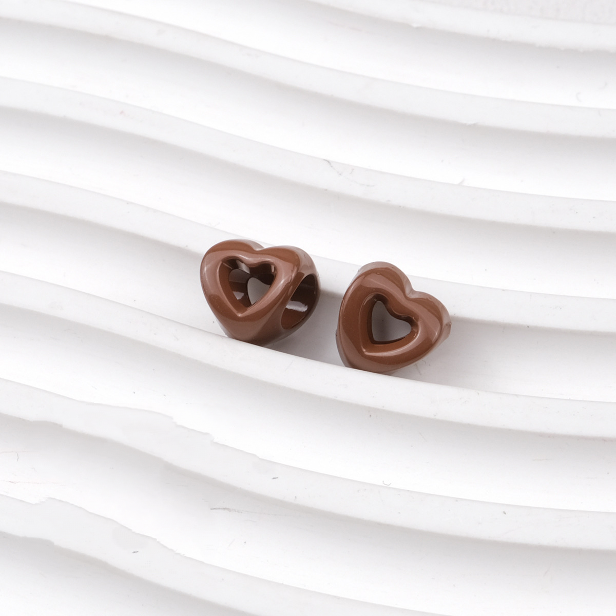 Hollow Heart Large Hole Acrylic Beads - 9mm Lacquered Heart Charms | Acrylic Bead for DIY Bracelet Keychain Jewelry Making