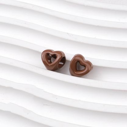 Hollow Heart Large Hole Acrylic Beads - 9mm Lacquered Heart Charms | Acrylic Bead for DIY Bracelet Keychain Jewelry Making
