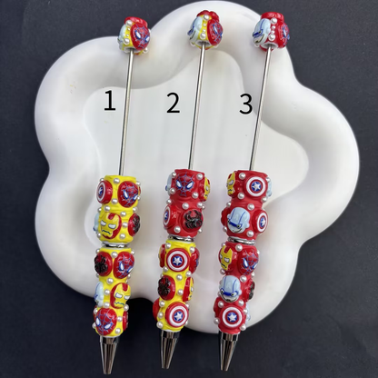 Handmade Super Hero Inspired Beadable Pen - 3D Avengers & Justice League Focal Beads, | DIY Beadable Pen Craft Gift Idea