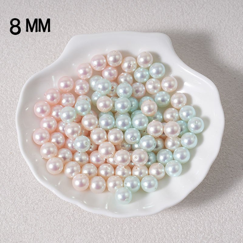 8mm Large Hole Mermaid Beads, Iridescent Pastel Faux Pearls, 1.5mm | Acrylic Bead for DIY Bracelet Keychain Jewelry Making