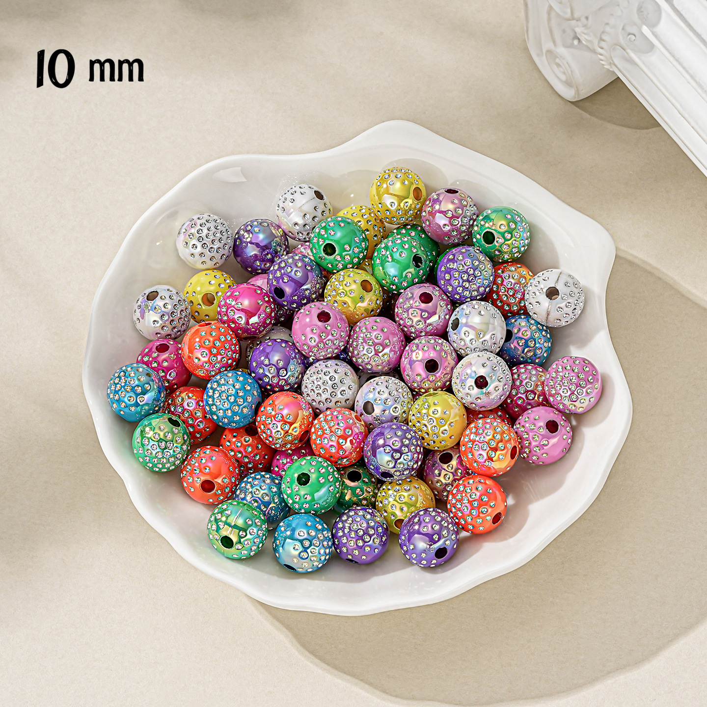 10mm AB Rhinestone Disco Ball Beads, Shiny Shamballa Crystal Round Spacer Beads for DIY Beadable Pens, Keychains, Car Hanging Ornaments Crafting