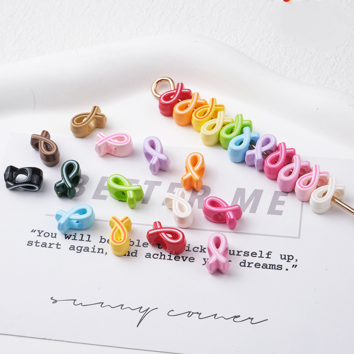 12x6x7mm Ribbon Bowknot Acrylic Beads - 4.5mm Large Hole Spacer | Acrylic Bead for DIY Bracelet Keychain Jewelry Making