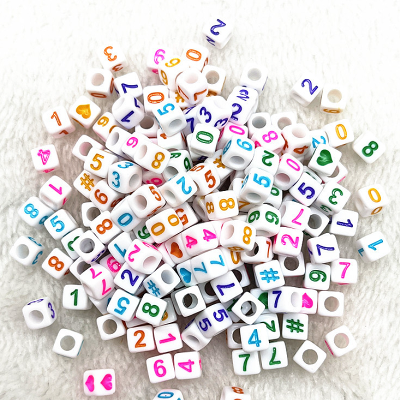 6mm Square & Round Acrylic Alphabet Beads - Colorful Enamel Letter | Acrylic Bead for DIY Bracelet Keychain Jewelry Making