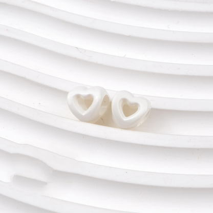 Hollow Heart Large Hole Acrylic Beads - 9mm Lacquered Heart Charms | Acrylic Bead for DIY Bracelet Keychain Jewelry Making