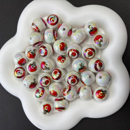 16MM  NFL  Electroplated Solid Color Printed American Football Team Round Beads - Beadable Cat