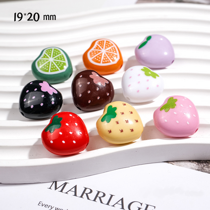 Colorful Strawberry Lemon Acrylic Straight Hole Beads