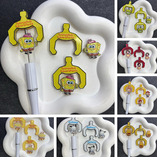 Cartoon Character Arch Frame Focal Beads with Mini Charms, DIY Beadable Pen Connector Accessories, Craft Beads for Keychain & Pen Bar Making