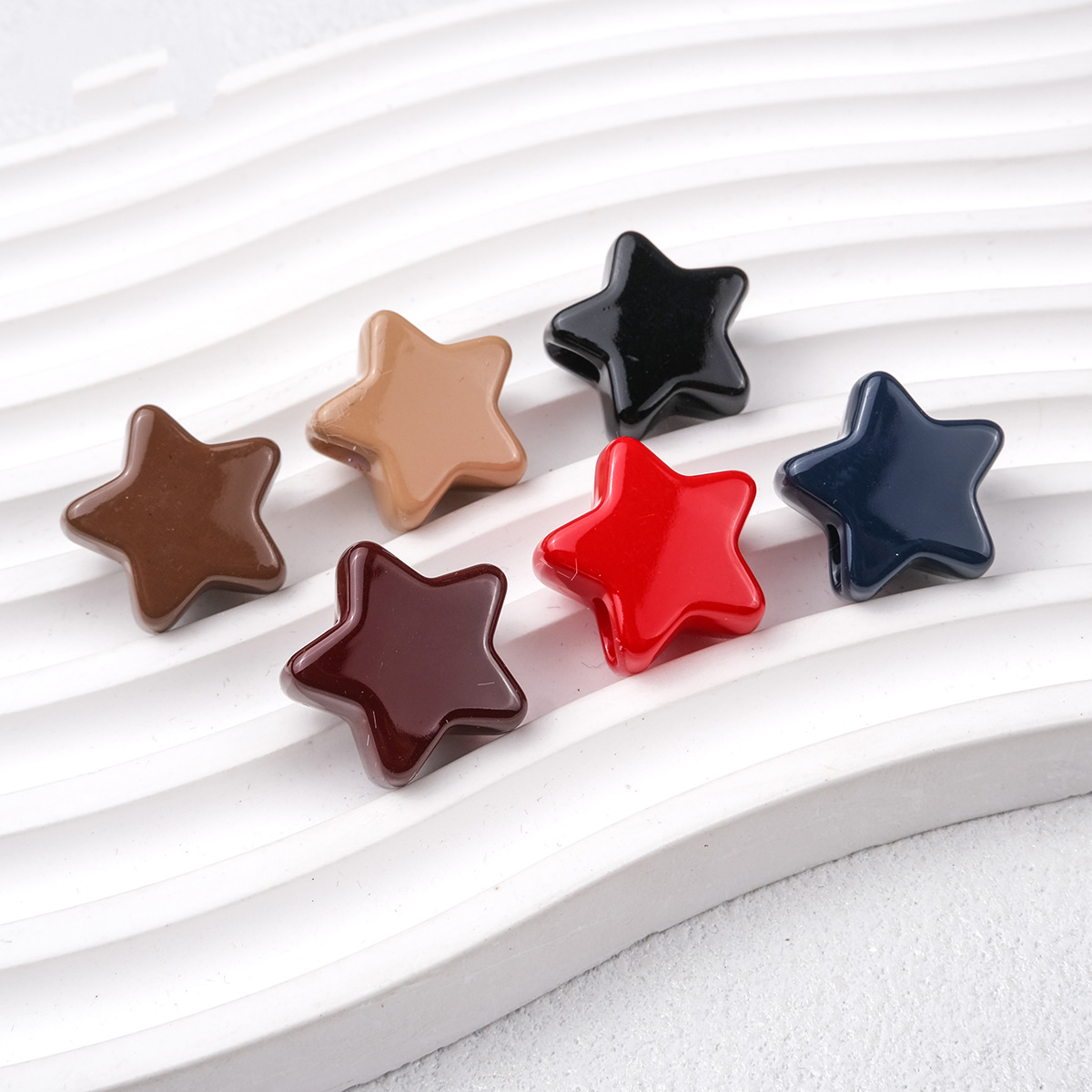 20pcs Vintage Earth Tone Star Beads - 19mm Autumn Palette Acrylic | Acrylic Bead for DIY Bracelet Keychain Jewelry Making