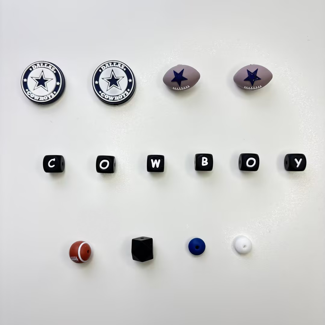 Dallas Cowboys NFL Beadable Pens DIY Kit, Football Sports Team Star | DIY Sports Fan Bracelet & Keychain Craft Bead