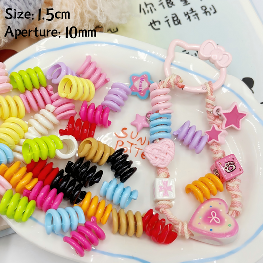 Colorful Spiral Spring Spacer Beads, Large Hole Silicone/Acrylic | Acrylic Bead for DIY Bracelet Keychain Jewelry Making