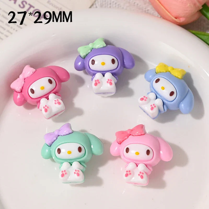 Cartoon Sitting Sanri Kuromi Through Hole Rubber Beads | Acrylic Bead for DIY Bracelet Keychain Jewelry Making