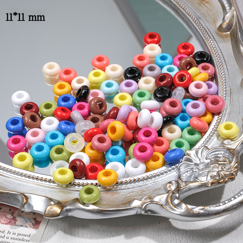 彩色甜甜圈车轮珠亚克力实色直孔串珠