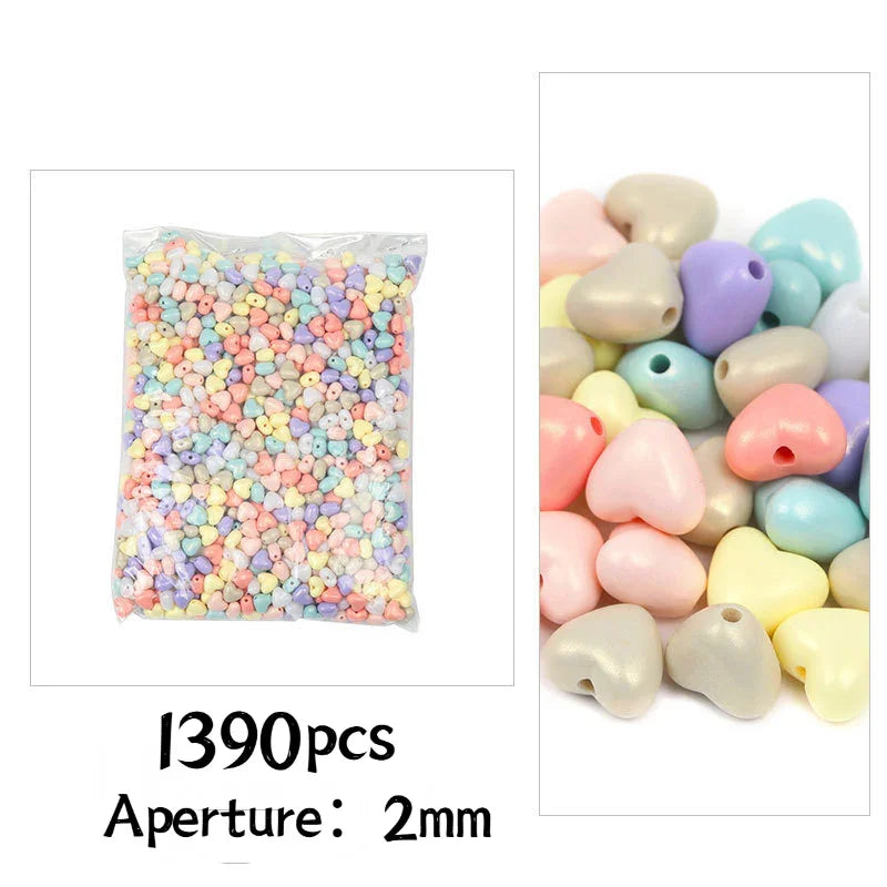 Acrylic mixed color beads plastic love five-pointed star through hole beads 500G | DIY Keychain Bracelet Making Supply