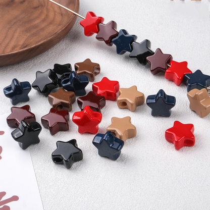 20pcs Vintage Earth Tone Star Beads - 19mm Autumn Palette Acrylic | Acrylic Bead for DIY Bracelet Keychain Jewelry Making