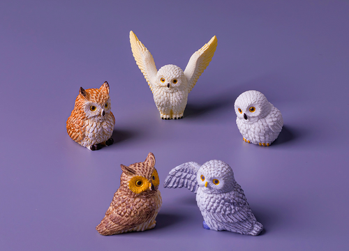 Miniature Owl Figurine Statues Set, 3D Resin Micro Woodland Bird Sculptures for Fairy Garden, Plant Pots, Office Desk & Car Dashboard Decor