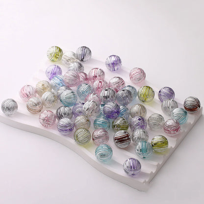 16mm Acrylic Transparent Color Silver-plated Lines Round Beads