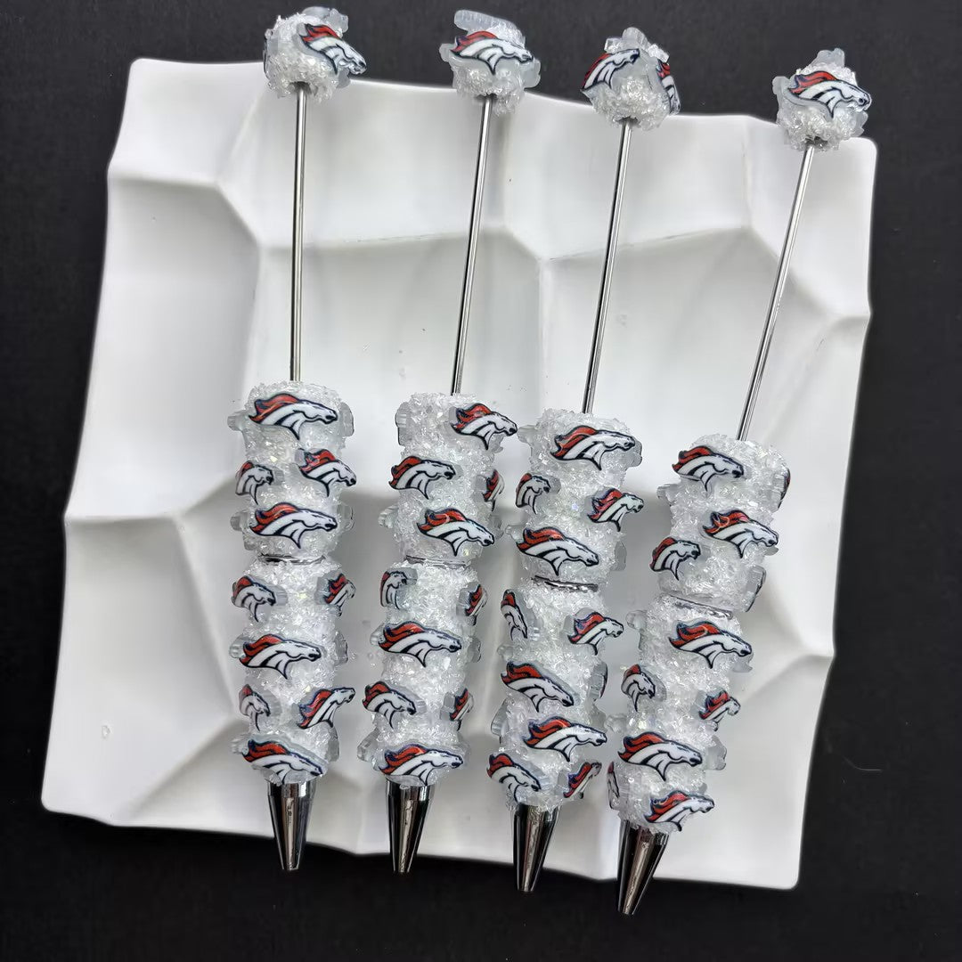 NFL Football Team Completed Beadable Pens - Custom San Francisco 49ers, Dallas Cowboys, KC Chiefs Sports Fan Luxury Crystal Writing Pens Gift