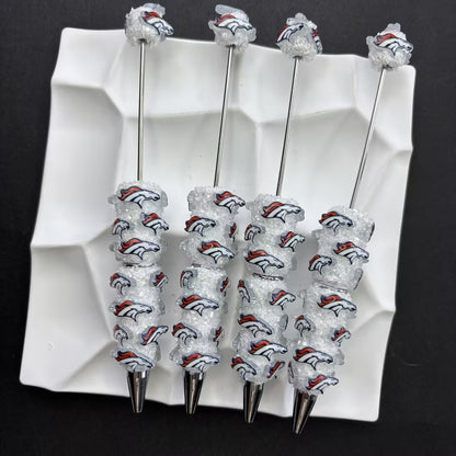 NFL Football Team Completed Beadable Pens - Custom San Francisco 49ers, Dallas Cowboys, KC Chiefs Sports Fan Luxury Crystal Writing Pens Gift